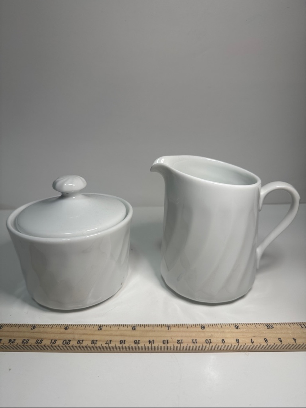 Vintage Corning ware Creamer and Sugar Set white